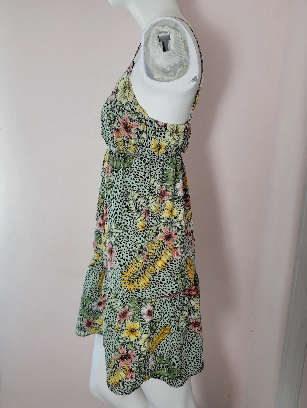Velvet Torch Los Angeles Tropical Floral Animal Print Mini Dress Size L (Fits M) - Picture 4 of 9